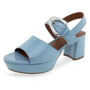 Aerosoles Blue Patent Platform‎ Sandals Block Heel Slingback Women Size 10